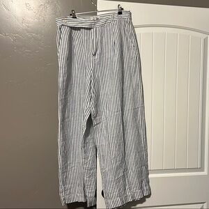 Madewell Striped Wide Leg Pants - Blue and White